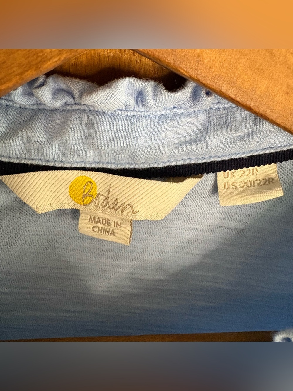 Boden Light Blue High Neck Ruffle Collar Long Sleeve Top Button Down Office Work - Picture 9 of 9